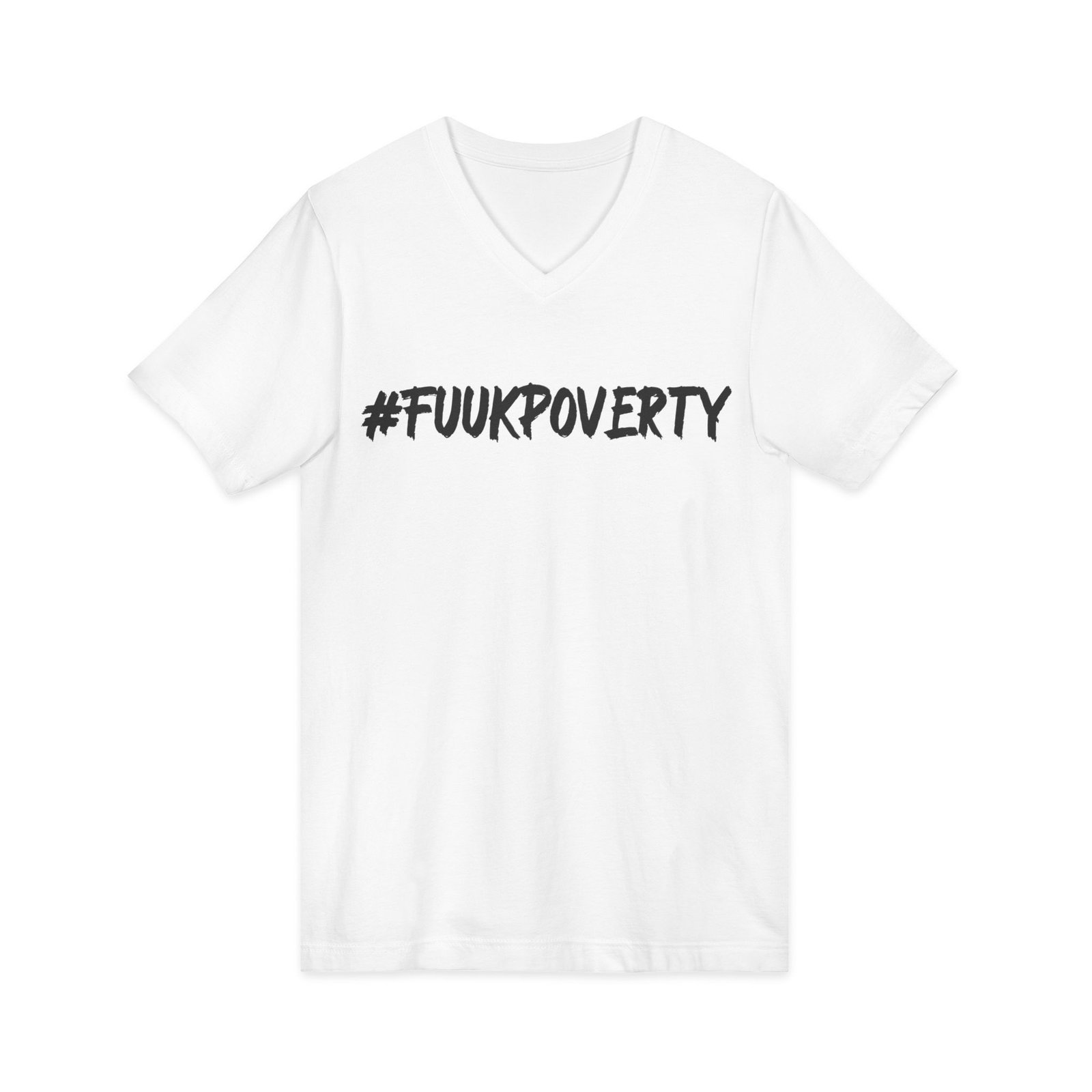 #FUUKPOVERTY Women V-Neck T-Shirt – Image 2