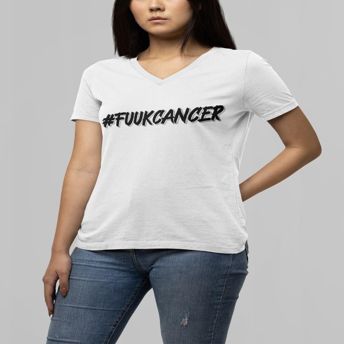 #FUUKCANCER Women V-Neck T-Shirt