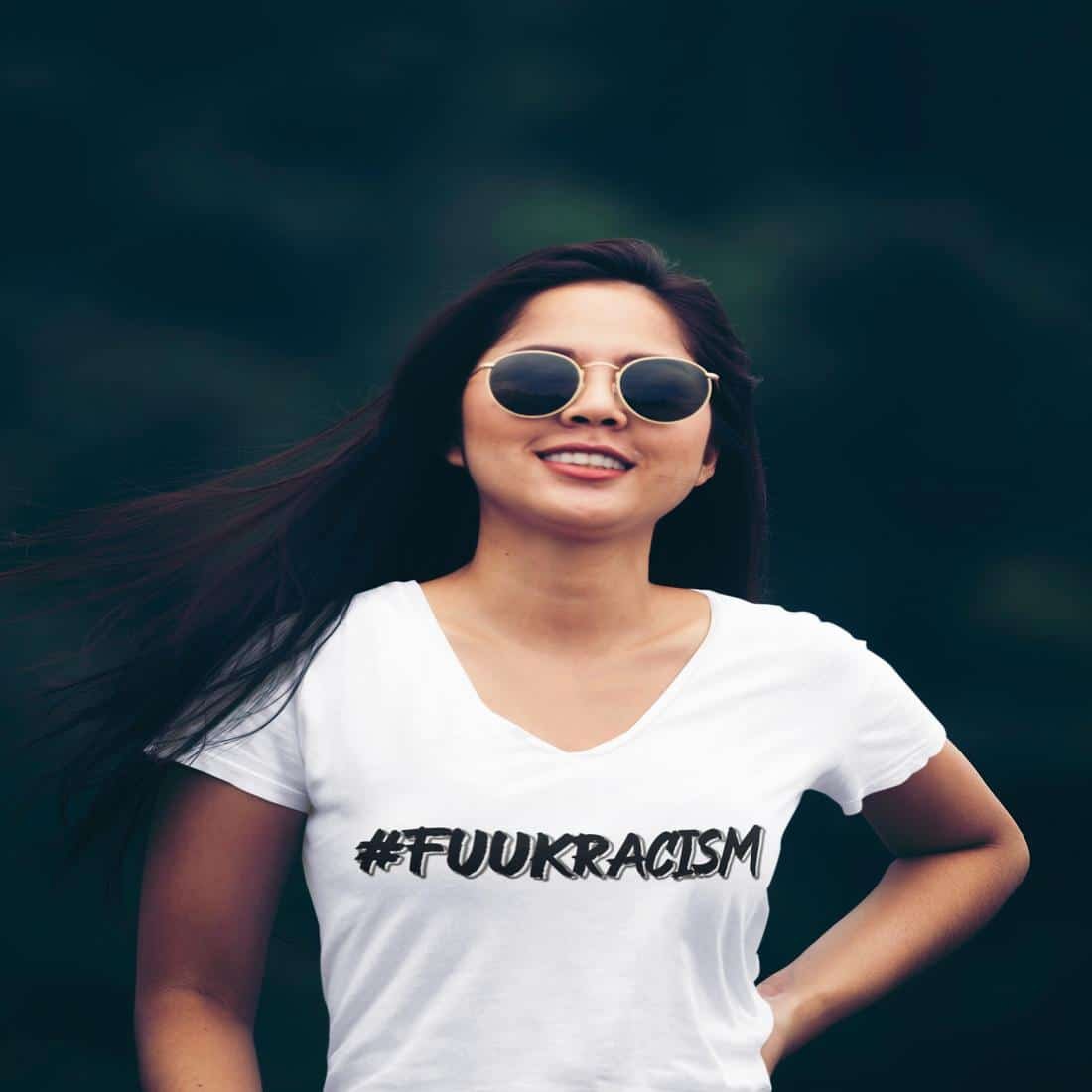 #FUUKRACISM Women V-Neck T-Shirt