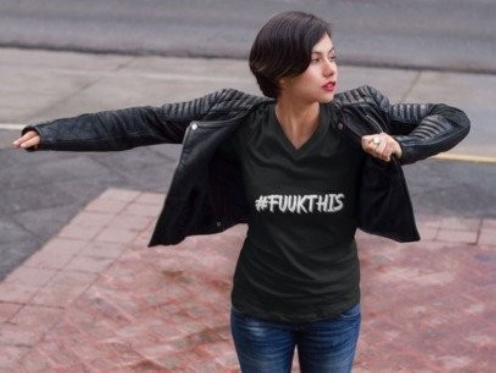 #FUUKTHIS Women V-Neck T-Shirt – Image 5