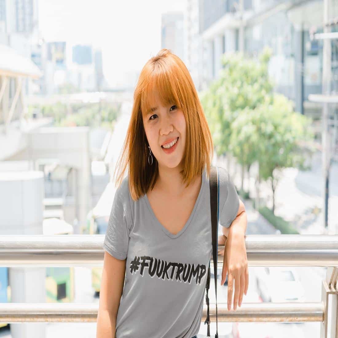 #FUUKTRUMP Women V-Neck T-Shirt – Image 9